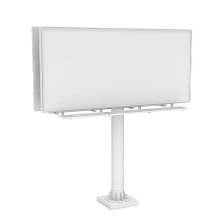 3d rendering of one large white blank steel roadside billboard with no ads isolated on white background. Outdoor advertizing. Highway structures and elements. Marketing and promotion.の写真素材