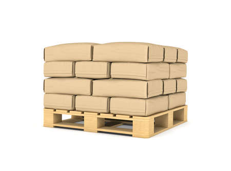 Rendering of large paper bags rest on palletの写真素材