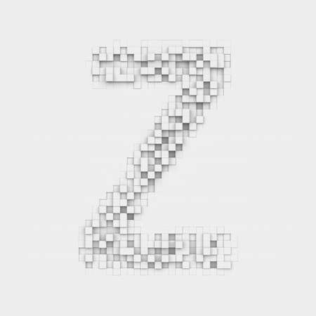 Rendering large letter Z made up of white square uneven tilesの写真素材