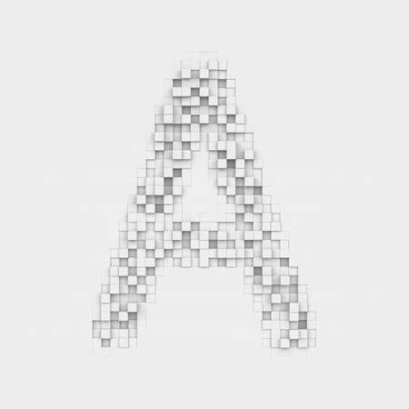 Rendering large letter A made up of white square uneven tilesの写真素材