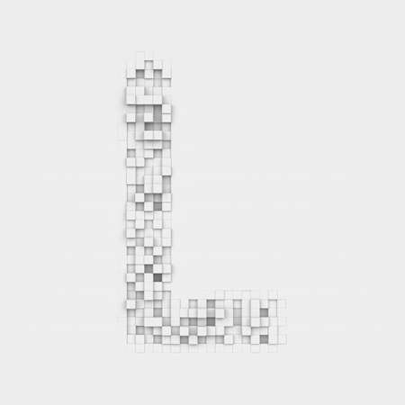 Rendering large letter L made up of white square uneven tilesの写真素材