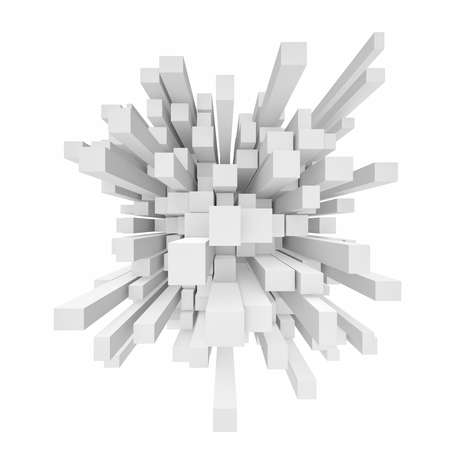 Rendering of abstract cube mosaic in perspective on white background.の写真素材