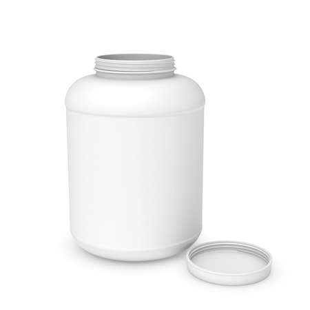 Rendering of white blank round canの写真素材