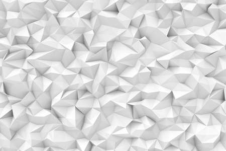 Rendering of white polygonal triangular geometric abstract backgroundの写真素材