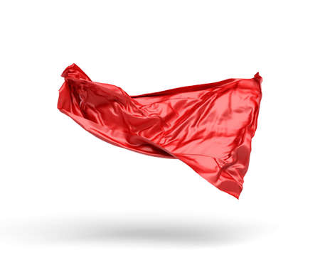 3d rendering of piece of red satin clothes is flying in the air isolated on white backgroundの写真素材