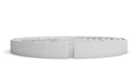 3D white round maze consruction isolated on white backgroundの写真素材