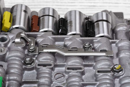 Mechanical part with metal components and hydraulic valvesの写真素材