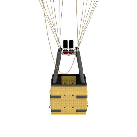 3d rendering of an air balloon basket with gas burners isolated on white background.の写真素材