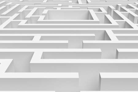 3D rendering of the white square maze consruction approximatedの写真素材