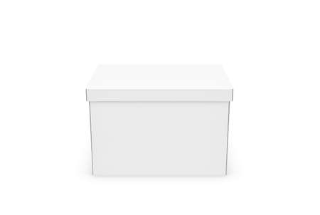 3d rendering of a white rectangle box with a closed lid on white background.の写真素材