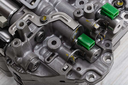 Mechanical part with metal components and hydraulic valvesの写真素材