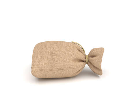 3d rendering of burlap money bag isolated on white background.の写真素材