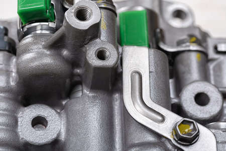 Mechanical part with metal components and hydraulic valvesの写真素材
