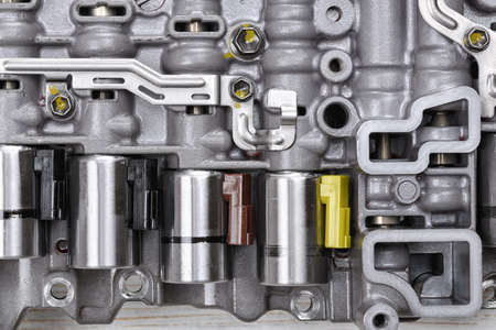 Mechanical part with metal components and hydraulic valvesの写真素材