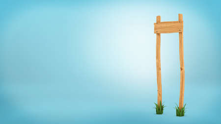 3d rendering of a wooden post with square board for information.の写真素材