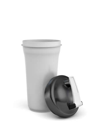 3d rendering of white shaker with black covers on white background.の写真素材