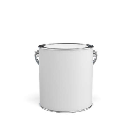3d rendering of a closed paint bucket isolated on white backgroundの写真素材