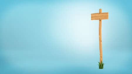 3d rendering of a wooden post with square board for information.の写真素材