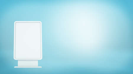 Rendering of white blank billboard on blue backgroundの写真素材