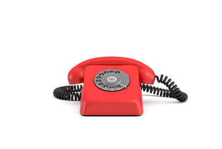 3d rendering of an old-fashioned rotary phone in front view on white background.の写真素材