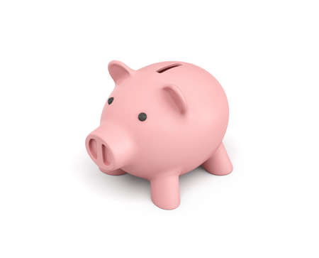 3d rendering of a pink ceramic piggy bank isolated on white background.の写真素材