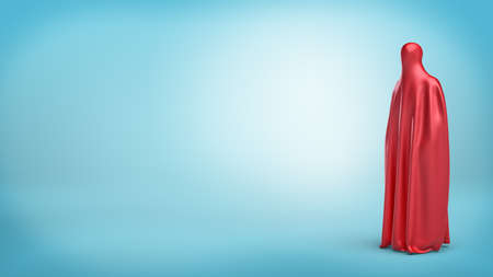 3d rendering of a mysterious male shape covered by a red flowing red cloth reaching to the floor.の写真素材