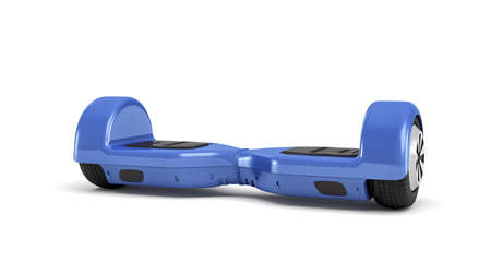3d rendering of a single blue self-balancing gyroscooter on white background.の写真素材
