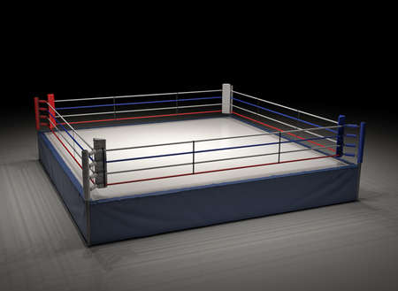 3d rendering of an empty boxing ring spotlighted in the dark.の写真素材