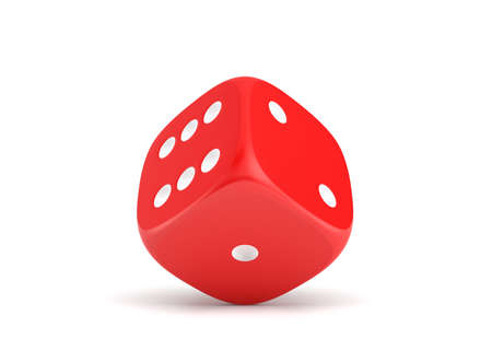3d rendering of red dice isolated on a white backgroundの写真素材
