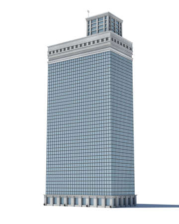 3d rendering of a white high office building with many large windows.の写真素材