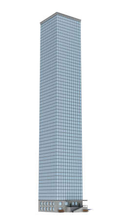 3d rendering of a white high office building with many large windows.の写真素材