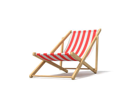 3d rendering of a white red deckchair isolated on a white background.の写真素材