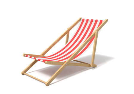3d rendering of a white red deckchair isolated on a white background.の写真素材