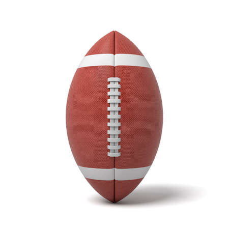 3d rendering of a red oval ball for American football on a white background.の写真素材