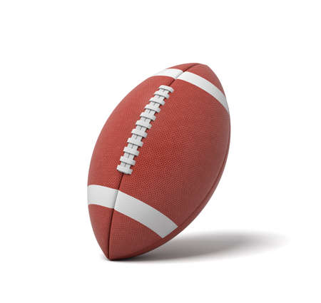 3d rendering of a red oval ball for American football on a white background.の写真素材