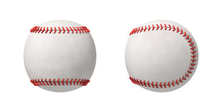 3d rendering of two white baseball isolated on a white background.の写真素材