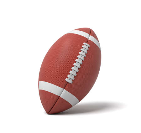 3d rendering of a red oval ball for American football on a white background.の写真素材