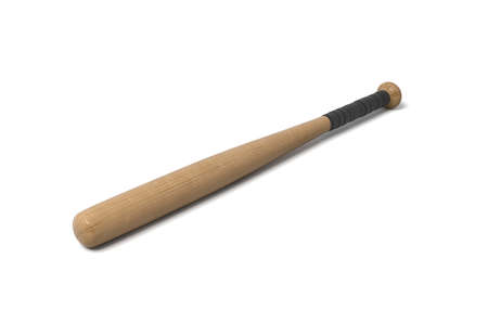 3d rendering of a single wooden baseball bat with a wrapped handle isolated on a white background.の写真素材