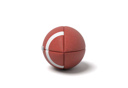 3d rendering of a red oval ball for American football on a white background.の写真素材