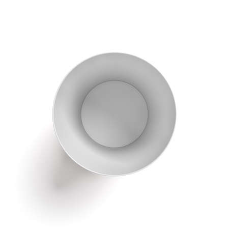 3d rendering of a small popcorn empty bucket in top view on a white background.の写真素材