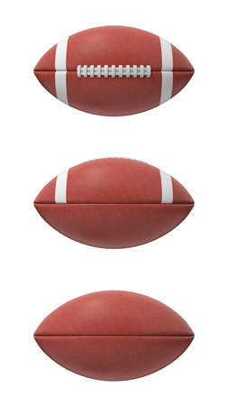 3d rendering set of oval American football ball isolated on a white background.の写真素材