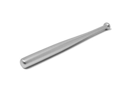 3d rendering of a single metal baseball bat with shining surface isolated on a white background.の写真素材