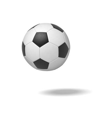 3d rendering of a single black and white leather ball for playing football or soccer.の写真素材