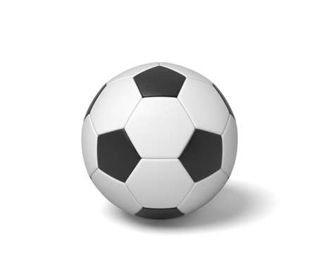 3d rendering of a single black and white leather ball for playing football or soccer.の写真素材