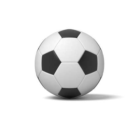 3d rendering of a single black and white leather ball for playing football or soccer.の写真素材