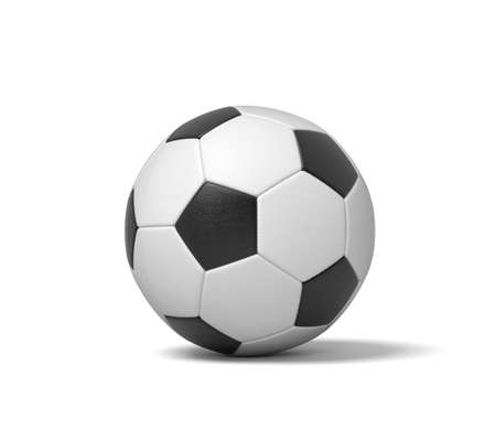 3d rendering of a single black and white leather ball for playing football or soccer.の写真素材