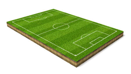 3d rendering of a soccer grass sport field with white linesの写真素材