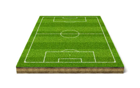 3d rendering of a soccer grass sport field with white linesの写真素材
