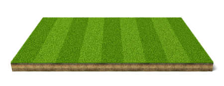 3d rendering of an isolated sports field with green grass on a white background.の写真素材