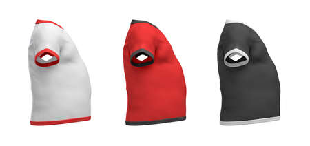 3d rendering of three shirts shaped as a male torso from back view on a white background.の写真素材